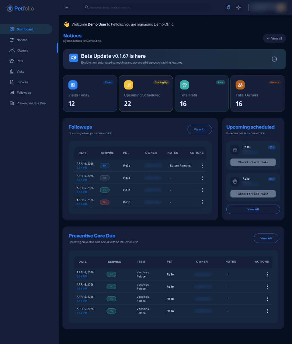 Petfolio — desktop screen 3